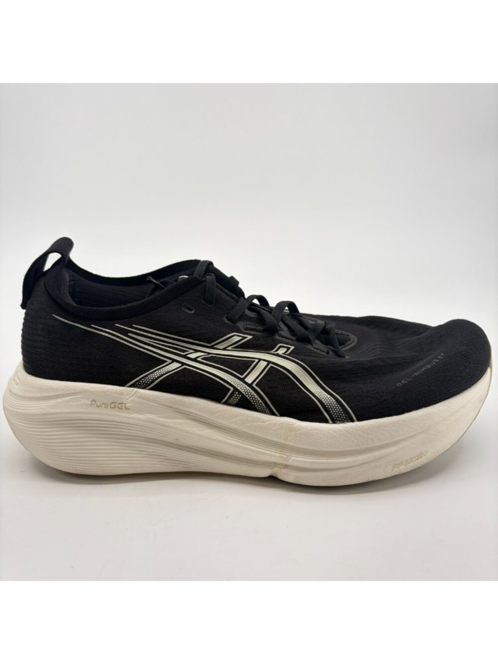 Asics Gel Nimbus 27 Mens Size 12EE Black White Athletic Running Shoes Sneakers